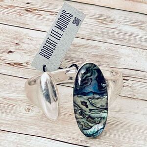 NWT Robert Lee Morris Silver Abalone Hinged Bangle New, So Beautiful!!!